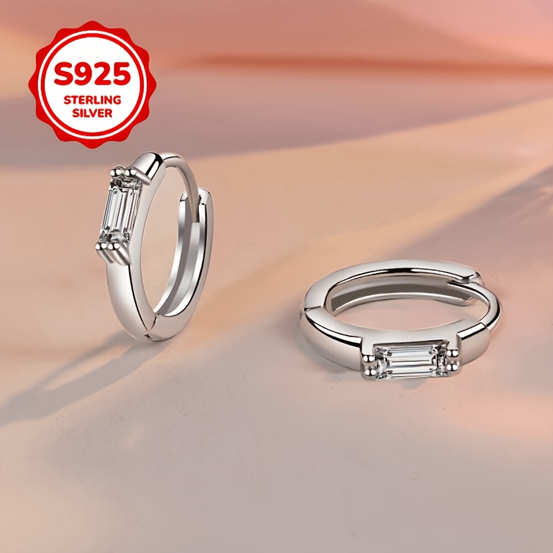 925 Sterling Silver Hypoallergenic Rectangular Stud Earrings